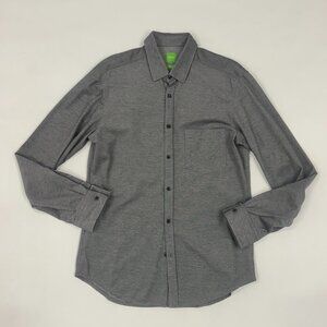 Men’s Modern Slim Grey Button-Up Shirt Hugo Boss green